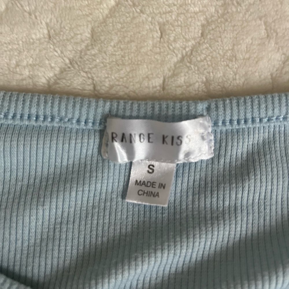 🔵 Range Kiss Butterfly Ruched Ribbed Long Sleeve S - Picture 4 of 4